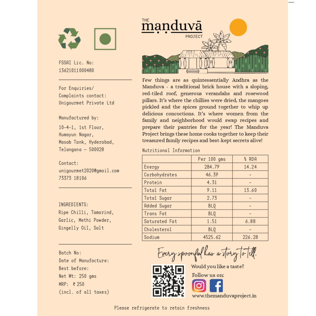 Red Chilli Pickle (Pandu Mirapakaya)