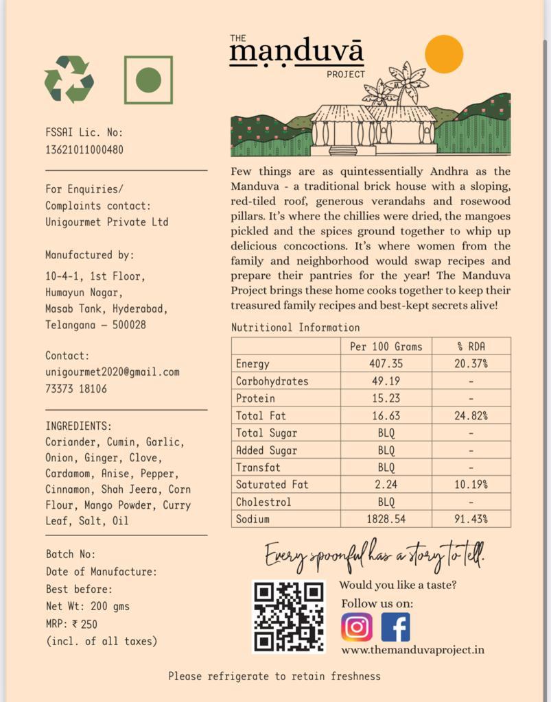 Shop Andhra's Manduva Masala Podi